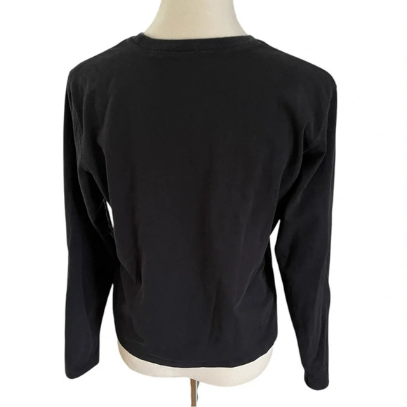 Sundance Women’s XL Black Long Sleeve Crew Neck Top Gray Heart Fits like Large - Picture 4 of 8